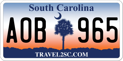 SC license plate AOB965