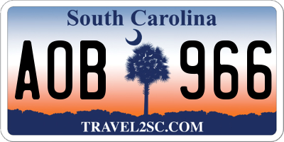 SC license plate AOB966