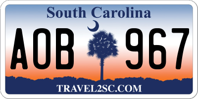 SC license plate AOB967