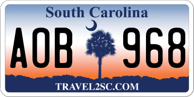 SC license plate AOB968