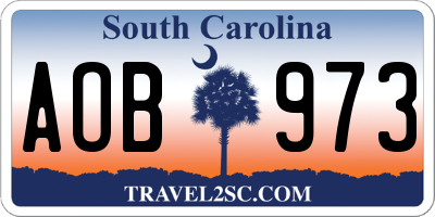 SC license plate AOB973