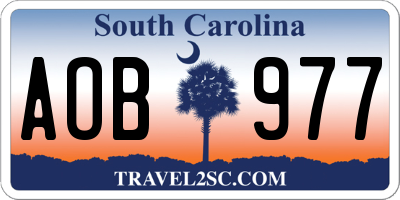 SC license plate AOB977