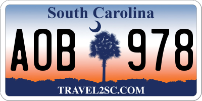SC license plate AOB978