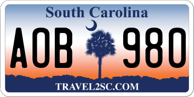 SC license plate AOB980