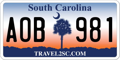 SC license plate AOB981