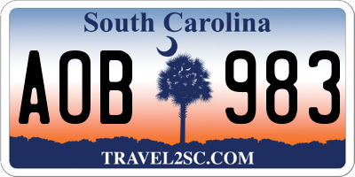 SC license plate AOB983