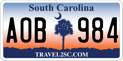 SC license plate AOB984
