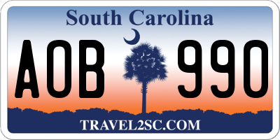 SC license plate AOB990