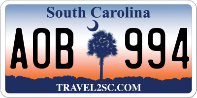 SC license plate AOB994