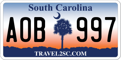 SC license plate AOB997