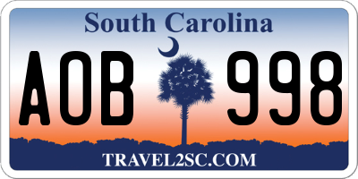 SC license plate AOB998