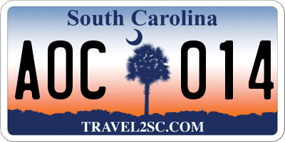 SC license plate AOC014