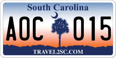 SC license plate AOC015