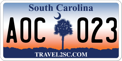 SC license plate AOC023
