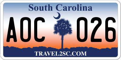 SC license plate AOC026