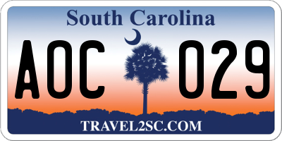 SC license plate AOC029