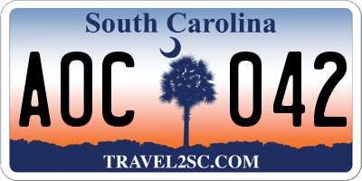 SC license plate AOC042