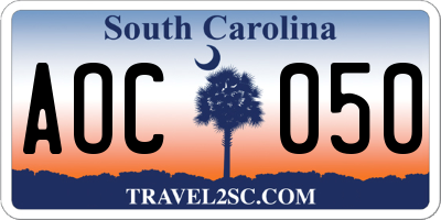 SC license plate AOC050