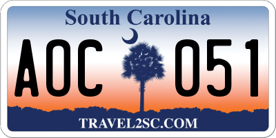 SC license plate AOC051