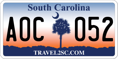 SC license plate AOC052