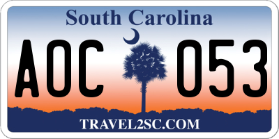SC license plate AOC053