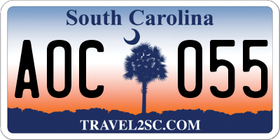 SC license plate AOC055