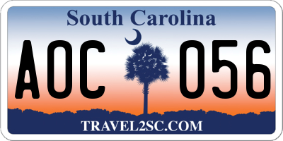SC license plate AOC056