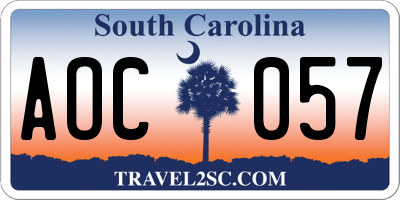SC license plate AOC057