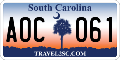 SC license plate AOC061
