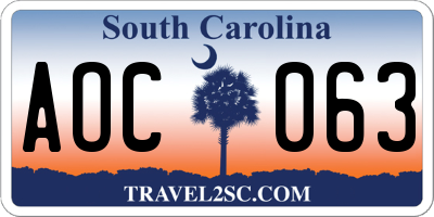 SC license plate AOC063