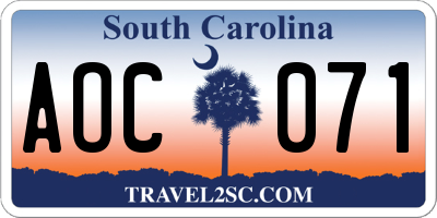 SC license plate AOC071