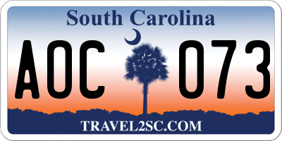 SC license plate AOC073