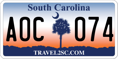 SC license plate AOC074