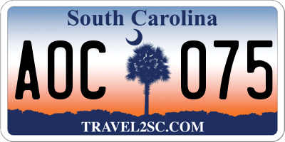 SC license plate AOC075