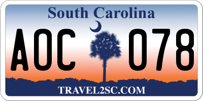 SC license plate AOC078