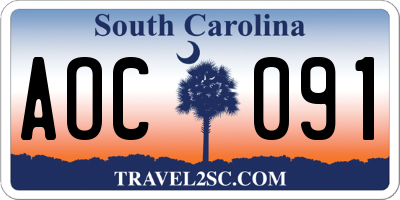 SC license plate AOC091