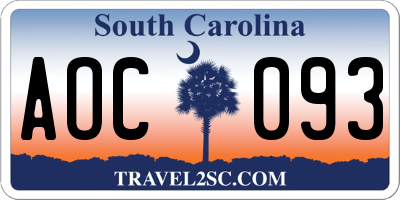 SC license plate AOC093