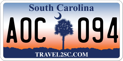SC license plate AOC094