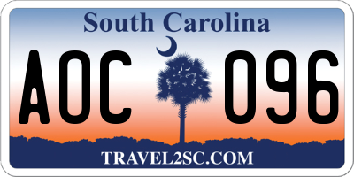 SC license plate AOC096