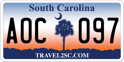 SC license plate AOC097