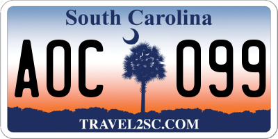 SC license plate AOC099