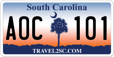 SC license plate AOC101