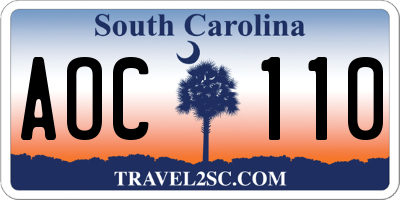 SC license plate AOC110