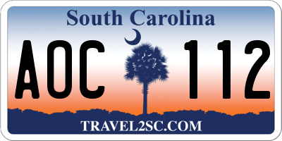 SC license plate AOC112