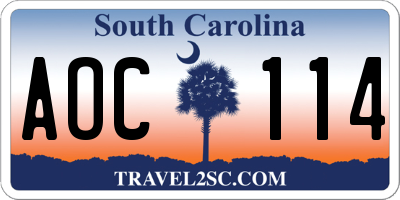 SC license plate AOC114