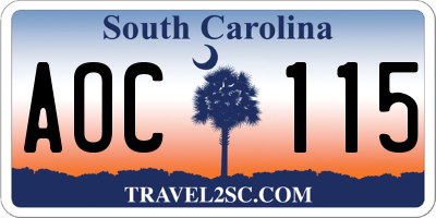 SC license plate AOC115