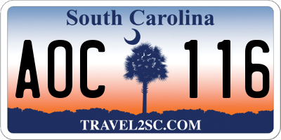 SC license plate AOC116