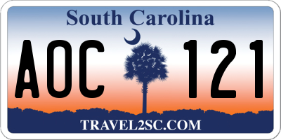 SC license plate AOC121