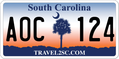 SC license plate AOC124