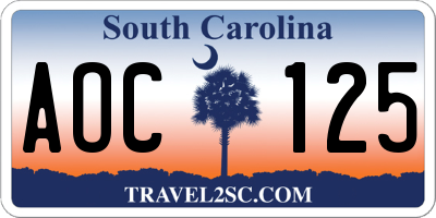 SC license plate AOC125